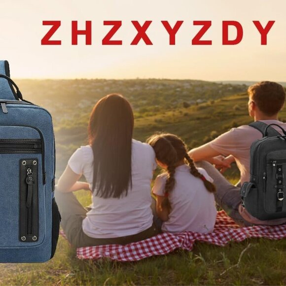 Vintage Messenger Bag, Canvas Backpack for Travel, Men's Shoulder Bag, Dual-use - Picture 7 of 7